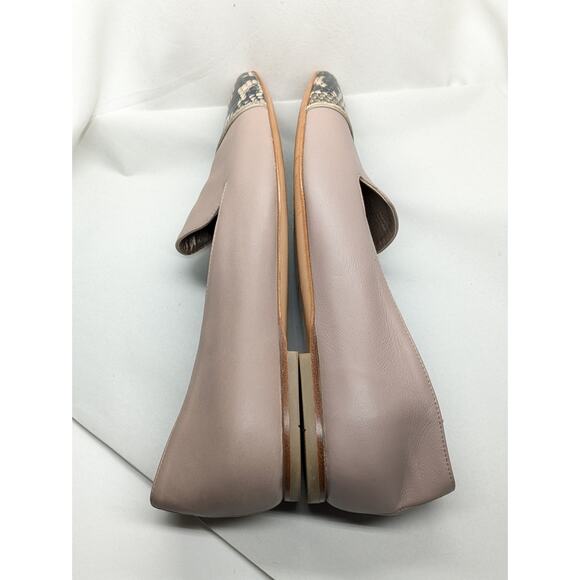 AGL Loafers Snake Skin Cap-Toe Womens 38.5 Nude Leather Preppy Old Money Career - Picture 7 of 7